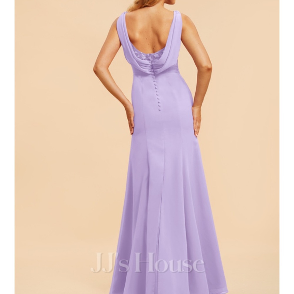 JJ’s House - trumpet/ mermaid Boat neck - floor length chiffon lace dress